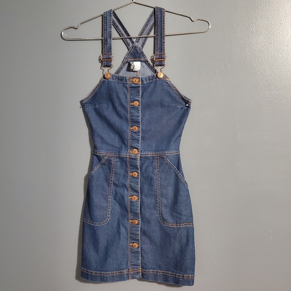 H&M Divided Dark Blue Denim Jumper Dress Size 2